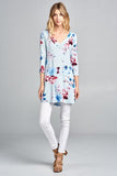 Sweetheart Back Floral Tunic - powder blue