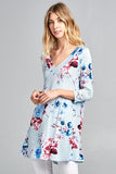 Sweetheart Back Floral Tunic - powder blue