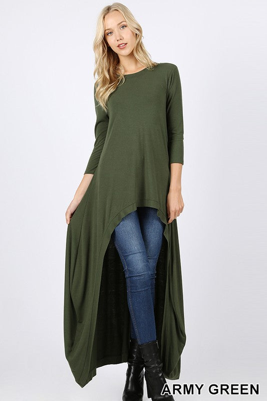 HighLow Dramatic Top army green, hunter green, navy, and ash grey