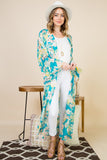 Floral Duster Kimono - turquoise