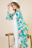 Floral Duster Kimono - turquoise
