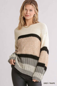 Striped Pullover - grey/taupe