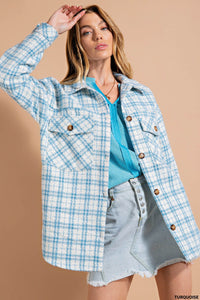 Tweed Shacket - turquoise