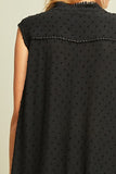 Dotted Swiss Elevated High-Low Top - black