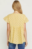 Floral Print Babydoll - mustard and off-white