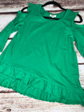 Sweet Ruffle Cold Shoulder - kelly green
