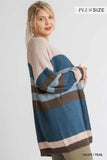 Multicolored Striped Cardigan - blue/taupe